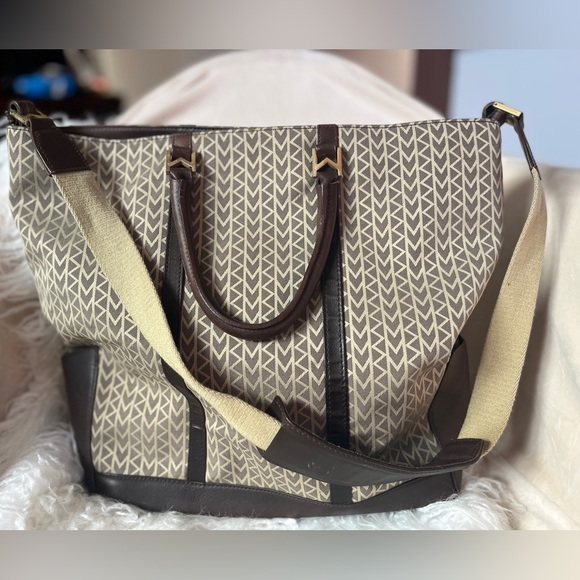 MICHAEL Michael Kors Chevron Tote in Brown and Cream - Picture 3 of 15